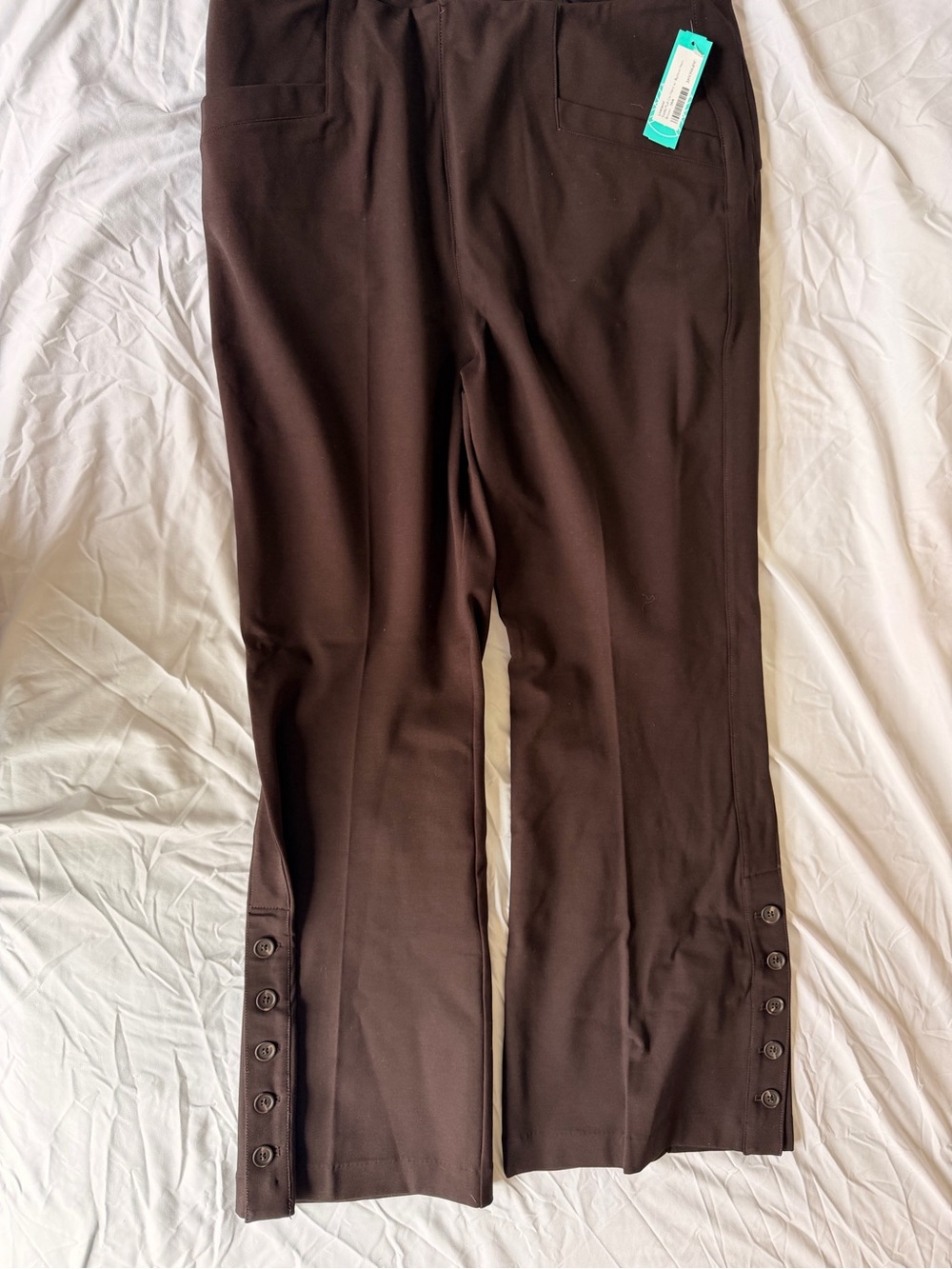 NWT Liverpool Stella Pull On Flare Button Hem Pants Brown 18W Stitch Fix